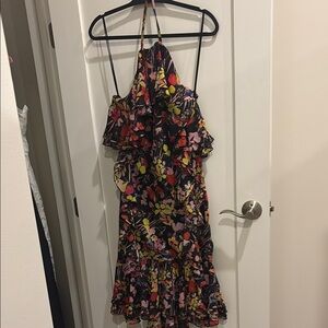 Floral Halter Dress with Ruffle Details